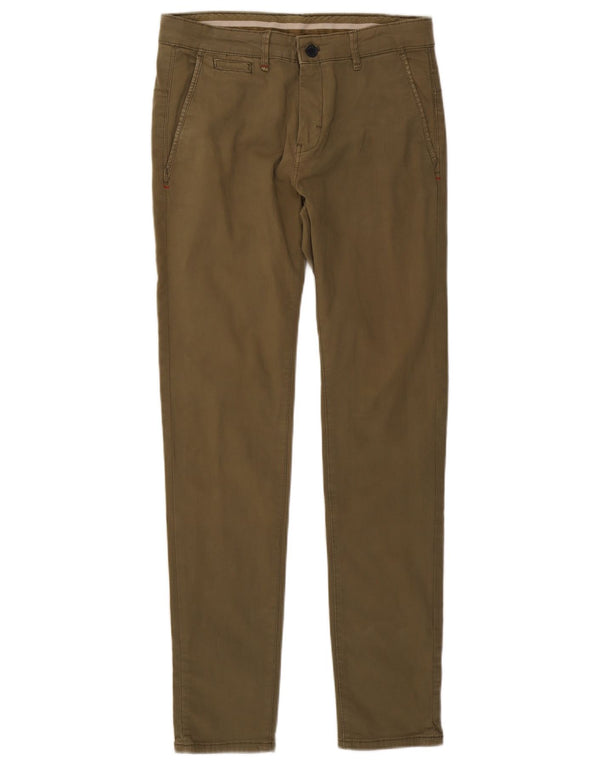Zara Pantalon Chino Slim Homme EU 38 Small W30 L31 Coton Kaki