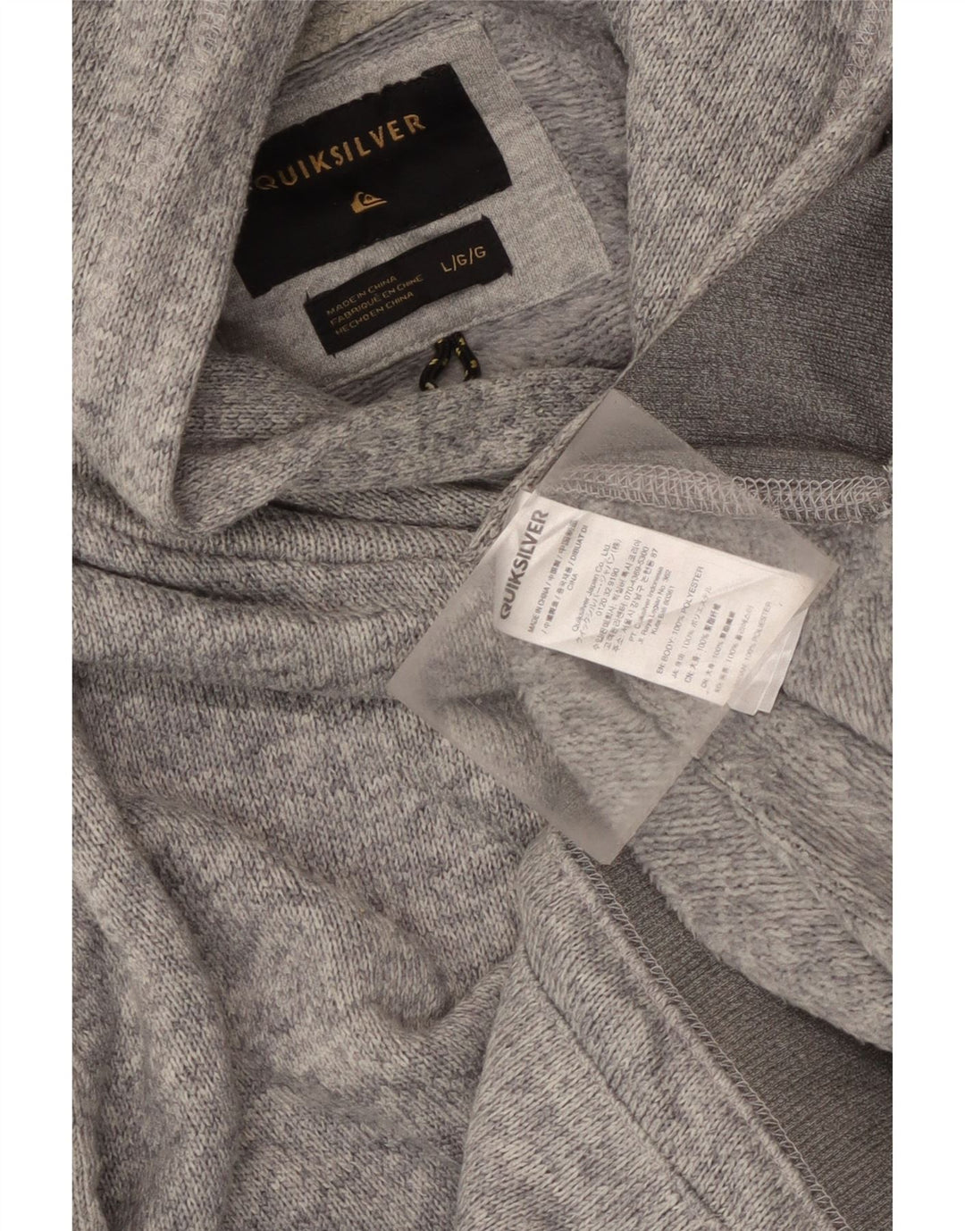 Quiksilver Pull à capuche pour homme Large Gris Colorblock Polyester