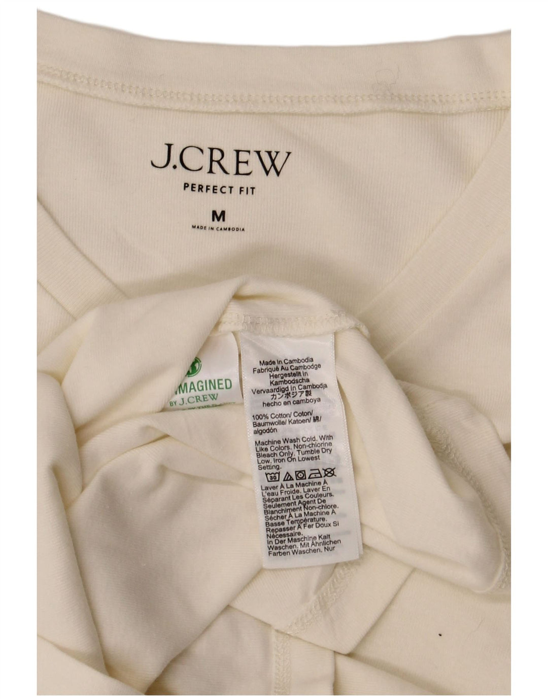 J. Crew Haut à manches longues pour femme Perfect Fit UK 12 Coton blanc moyen