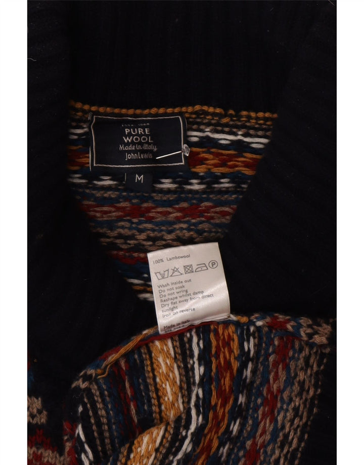 John Lewis Pull à col châle pour homme Bleu marine moyen Fair Isle
