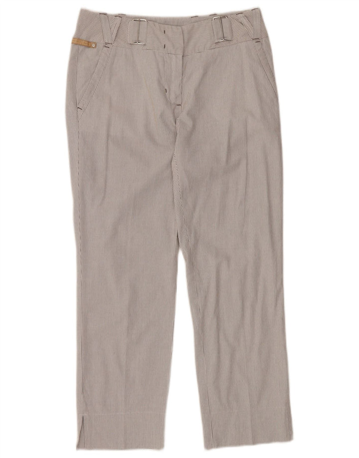 SPORTMAX Pantalon court pour femme UK 8 Small W28 L25 Gris à fines rayures