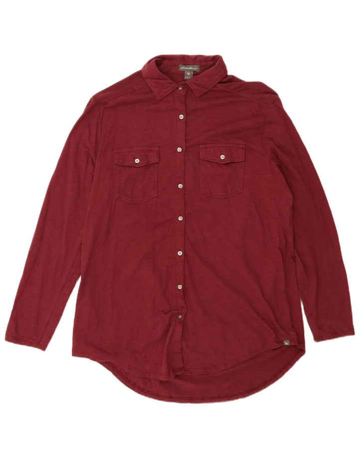 EDDIE BAUER Chemise Femme UK 16 Grand Coton Marron