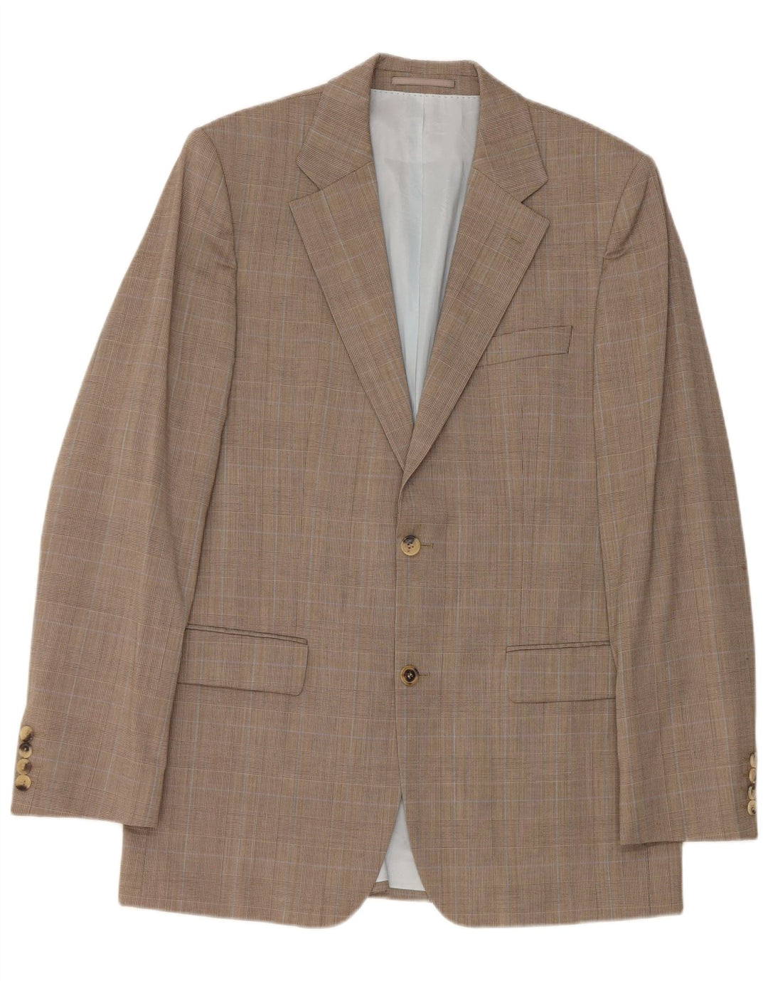 Hugo Boss Veste blazer à 2 boutons pour homme EU 48 Laine vierge à carreaux marron moyen