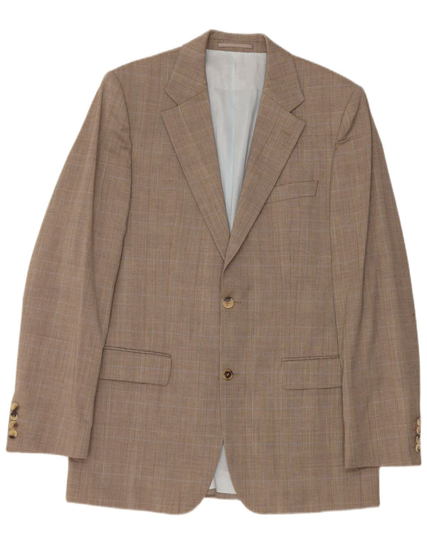 Hugo Boss Veste blazer à 2 boutons pour homme EU 48 Laine vierge à carreaux marron moyen