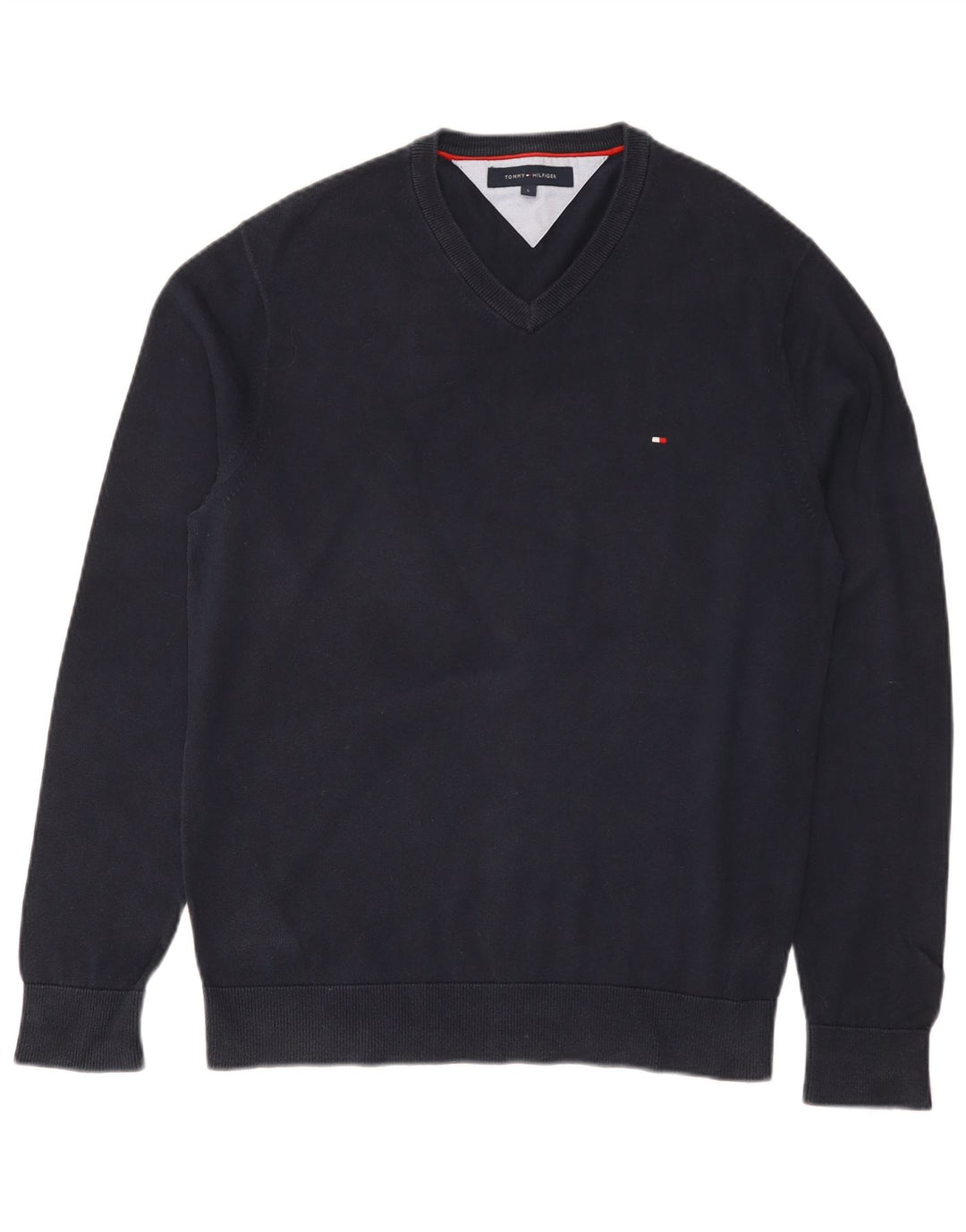Tommy Hilfiger Pull coupe classique à col en V pour homme, grand bleu marine