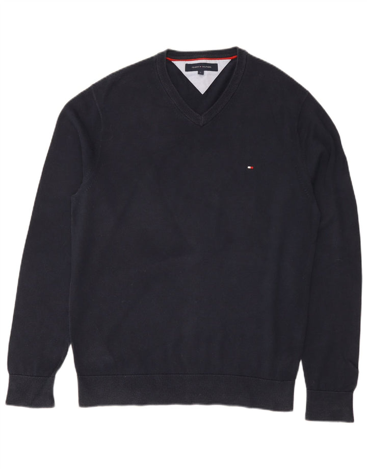 Tommy Hilfiger Pull coupe classique à col en V pour homme, grand bleu marine