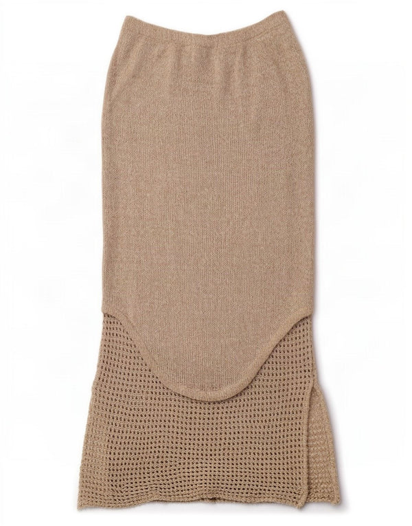 Roisin McCarthy Jupe longue en tricot pour femme Medium W30 Beige Coton