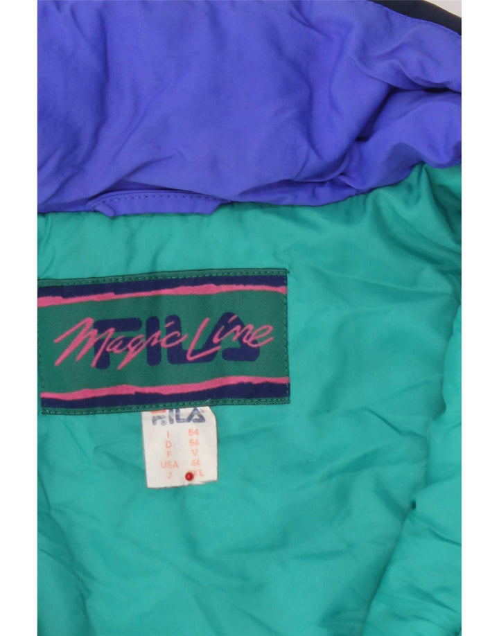 Fila Veste de ski à capuche pour homme IT 54 2XL Bleu marine Colourblock Polyester