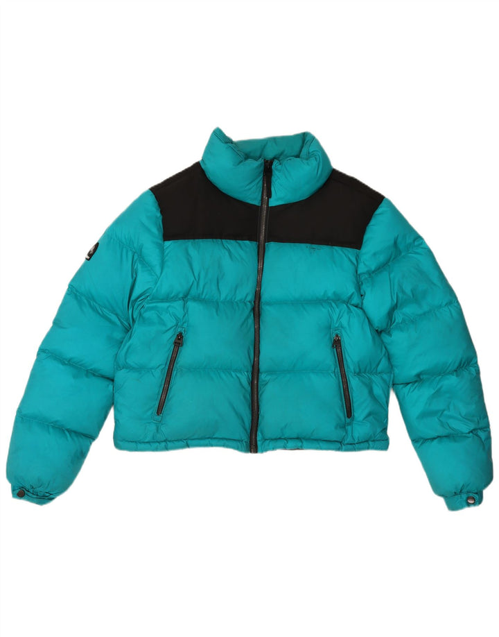Superdry Veste rembourrée pour femme UK 12 Polyester color block turquoise moyen