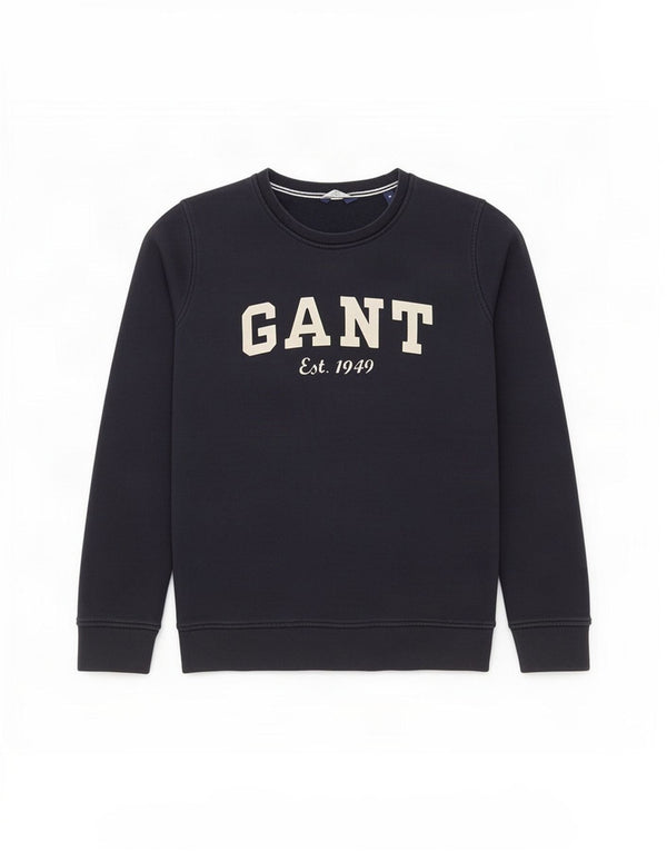 Gant Womens Graphic Sweatshirt Jumper UK 10 Small Bleu Marine Coton