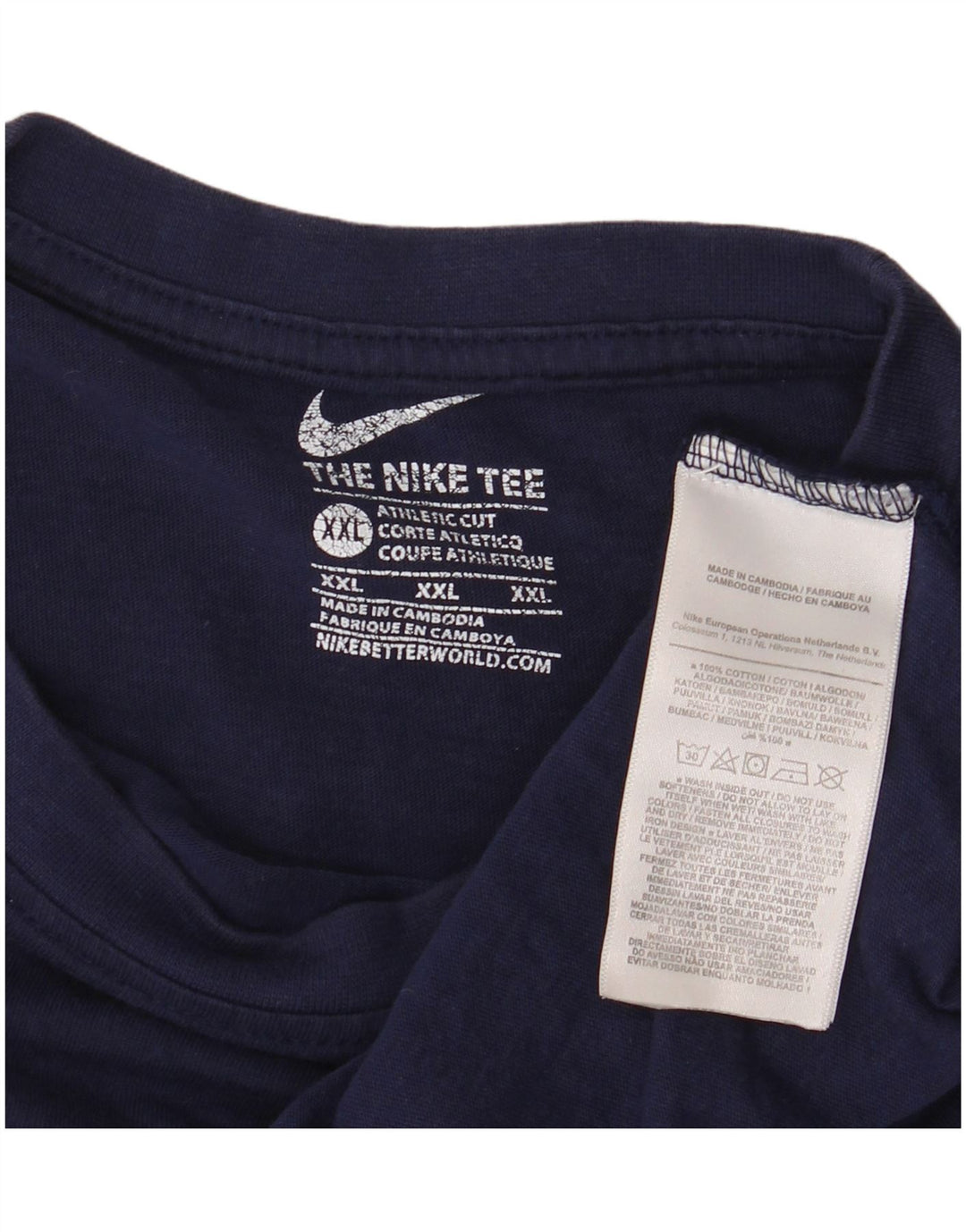 NIKE T-shirt coupe athlétique pour femme UK 20 2XL Bleu marine Coton