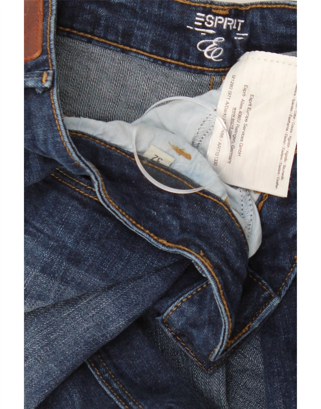 ESPRIT Womens Denim Skirt W32 Large Navy Blue Cotton Vintage Esprit and Second-Hand Esprit from Messina Hembry 