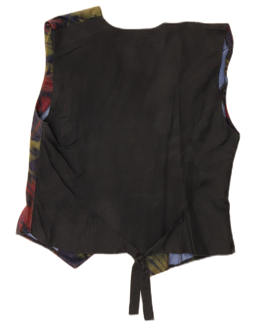 VINTAGE Gilet Femme UK 12 Moyen Bleu Marine Floral