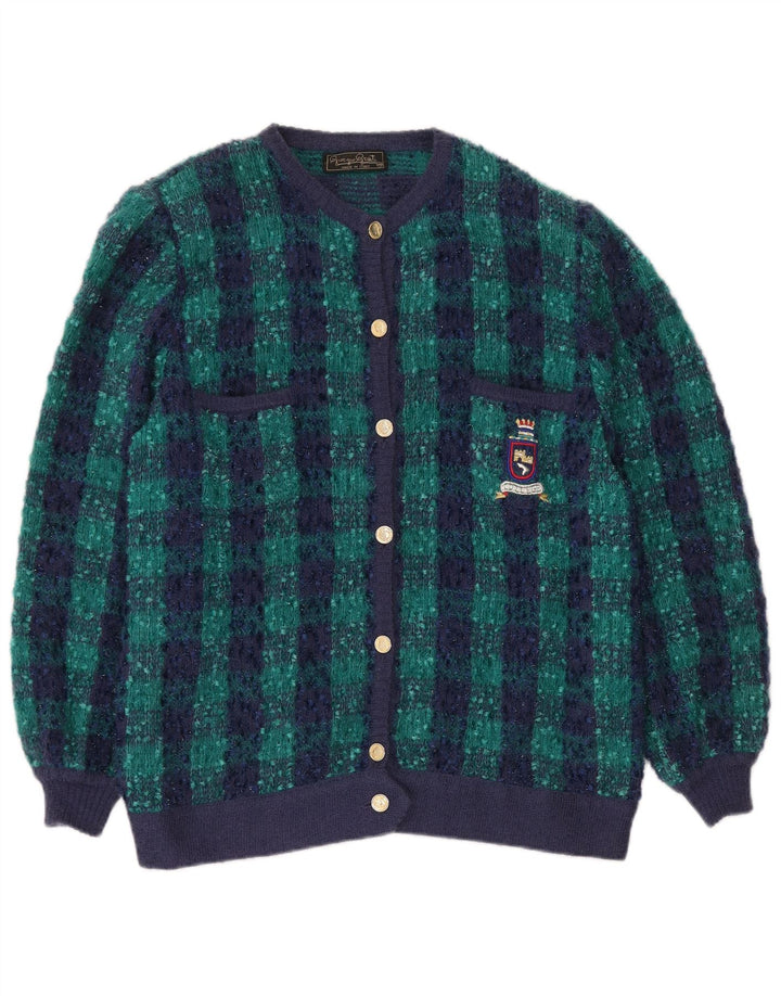 Giorgio Grati Pull Cardigan Oversize Femme IT 48 XL Bleu Marine à Carreaux