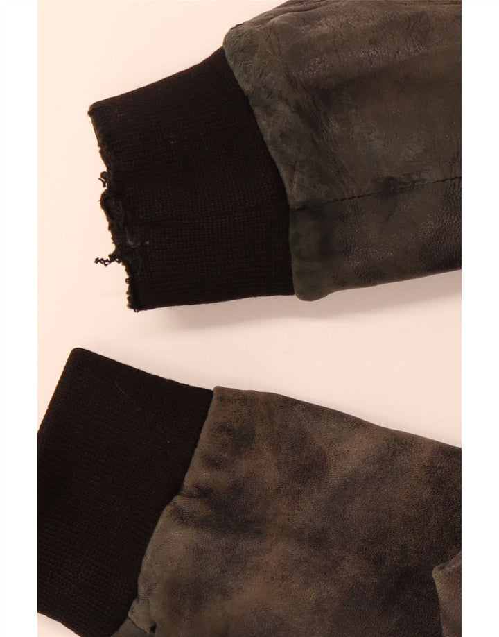 VINTAGE Veste en cuir homme UK 38 Moyen Noir