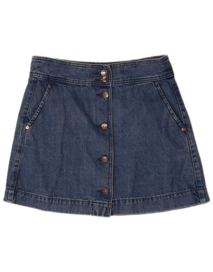 Benetton Mini jupe en jean pour femme UK 12 Medium W30 Bleu Coton