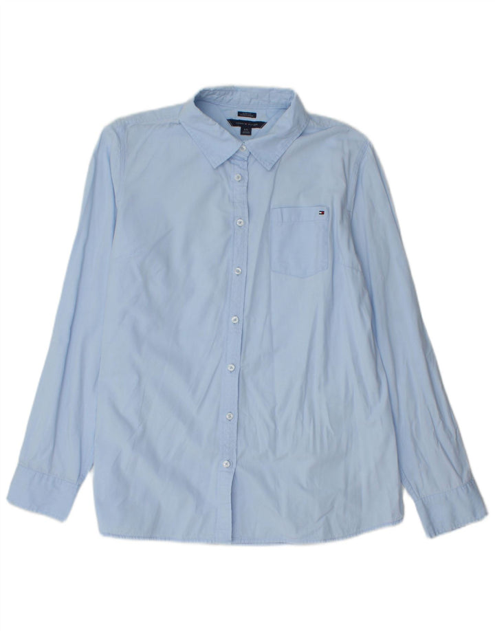Tommy Hilfiger Chemise coupe classique pour femme en coton bleu moyen