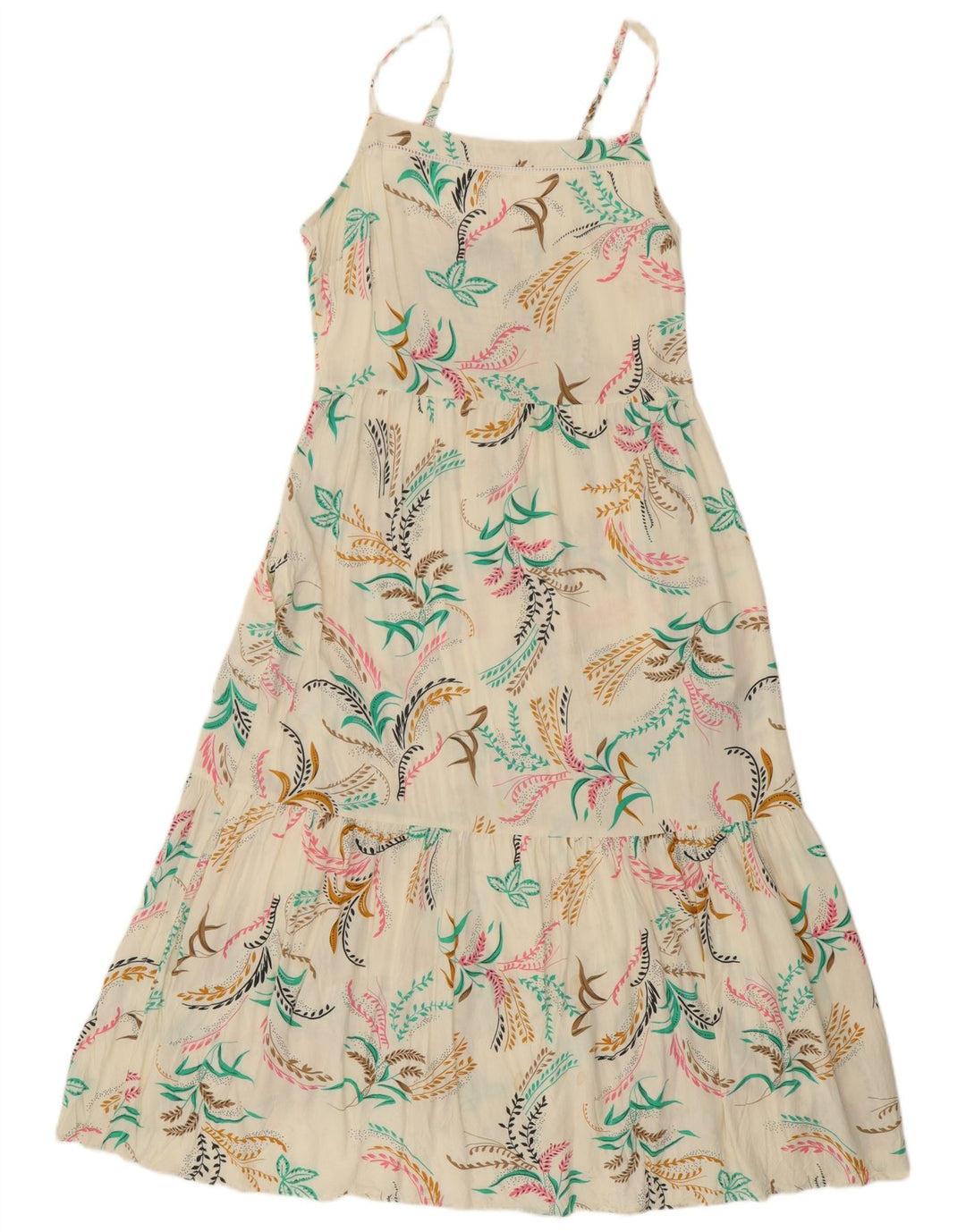 Marks & Spencer Robe d'été pour femme UK 12 Medium Off White Floral Viscose