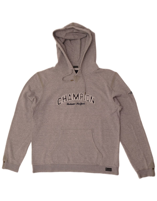 Champion Pull à capuche graphique pour homme XL en coton moucheté gris