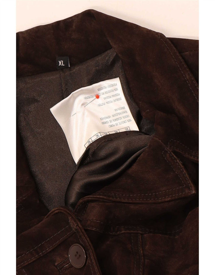 Veste en daim femme vintage UK 18 XL Cuir Marron