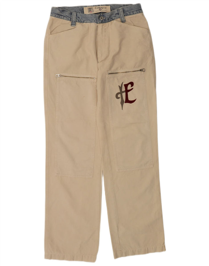 Think Pink Pantalon cargo régulier pour homme EU 48 Medium W32 L33 Coton beige