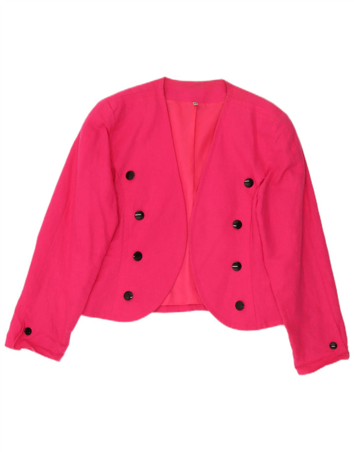 vintage Femme Open Blazer Veste EU 44 Grand Lin Rose