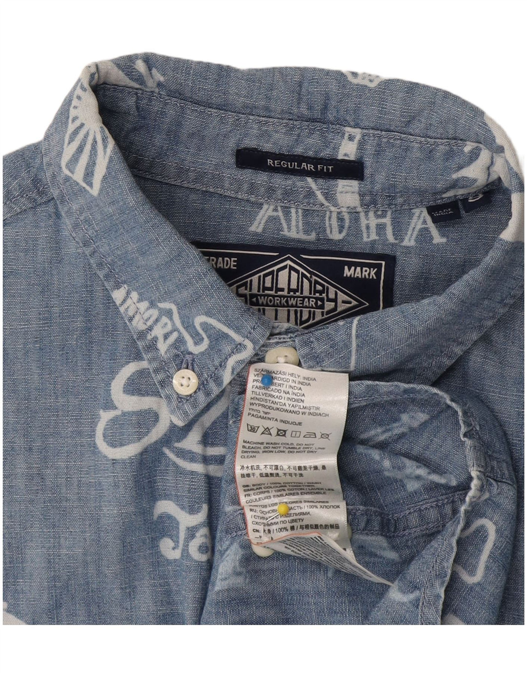 Superdry Chemise à Manches Courtes Regular Fit Graphic Homme Petit Bleu Coton