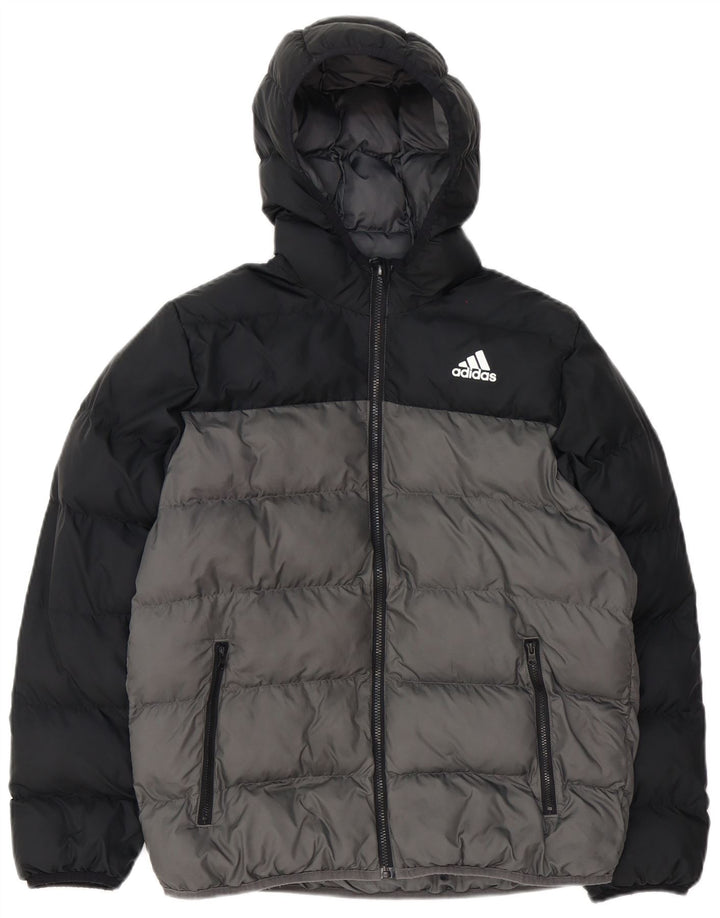 Adidas Veste matelassée à capuche garçon 13-14 ans Gris Colourblock