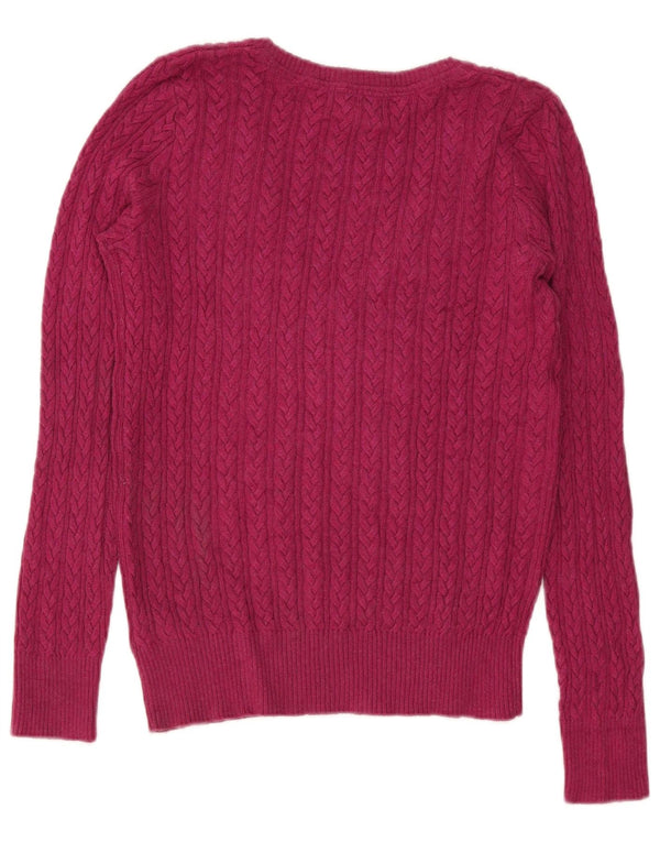 Eddie Bauer Pull col en V pour femme UK 14 Coton rose moyen