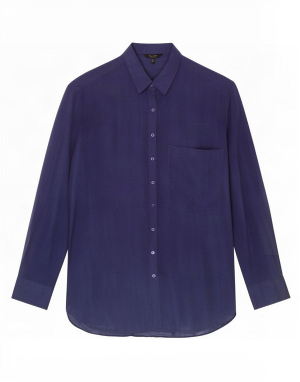 Massimo Dutti Chemise longue surdimensionnée pour femme UK 10 Small Bleu marine Lyocell