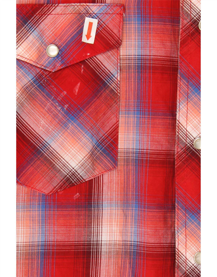 Wrangler Chemise à manches courtes pour homme en coton à carreaux rouges
