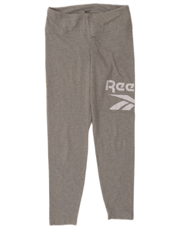 Reebok Leggings Graphic Femme UK 12/14 Gris Moyen Coton