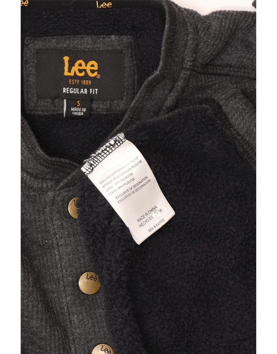 Lee Sweat-shirt coupe classique à col boutonné pour homme, petit gris en coton