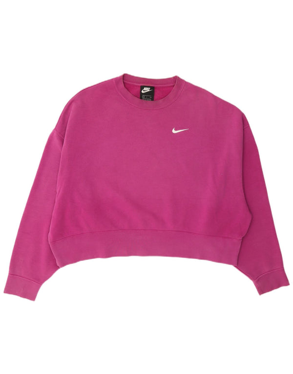 Nike Sweat-shirt court surdimensionné pour femme UK 10 Petit coton rose