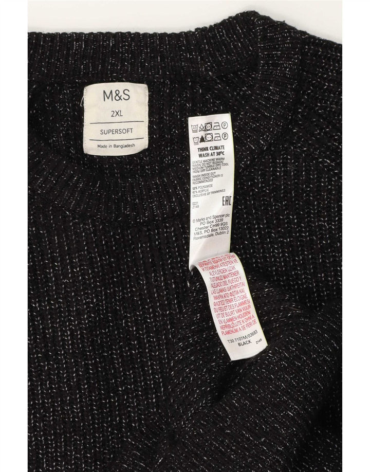 Marks & Spencer Pull à col rond pour homme 2XL en polyamide moucheté noir