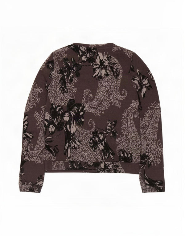 Zara Cardigan Femme Pull UK 12 Gris Moyen Paisley Viscose