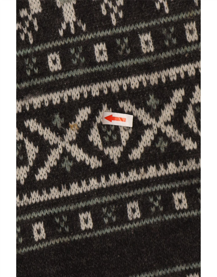 Henry Scott Pull à col rond pour homme Gris moyen Fair Isle Acrylique