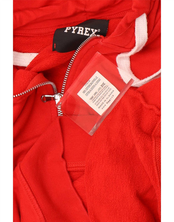 Pyrex Pull à capuche zippé graphique pour femme UK 14 Coton rouge moyen