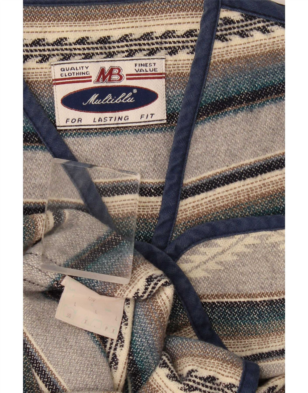 Gilet Multiblu Homme Grande Laine Rayée Bleue