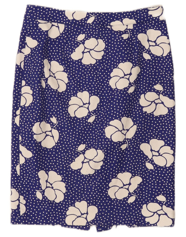 Jupe droite Boden femme UK 10 Small W30 coton fleuri bleu