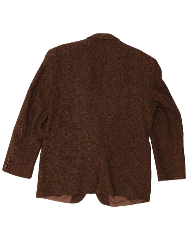 Yves Gerard Veste Blazer 2 Boutons Homme IT 52 XL Marron Chevrons Laine Vierge