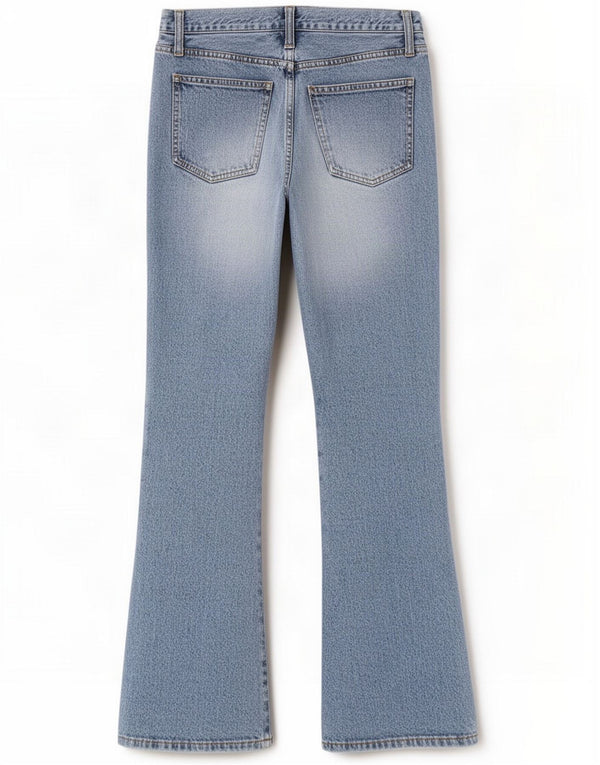Benetton Jean évasé pour femme IT 42 Medium W32 L30 Bleu Coton