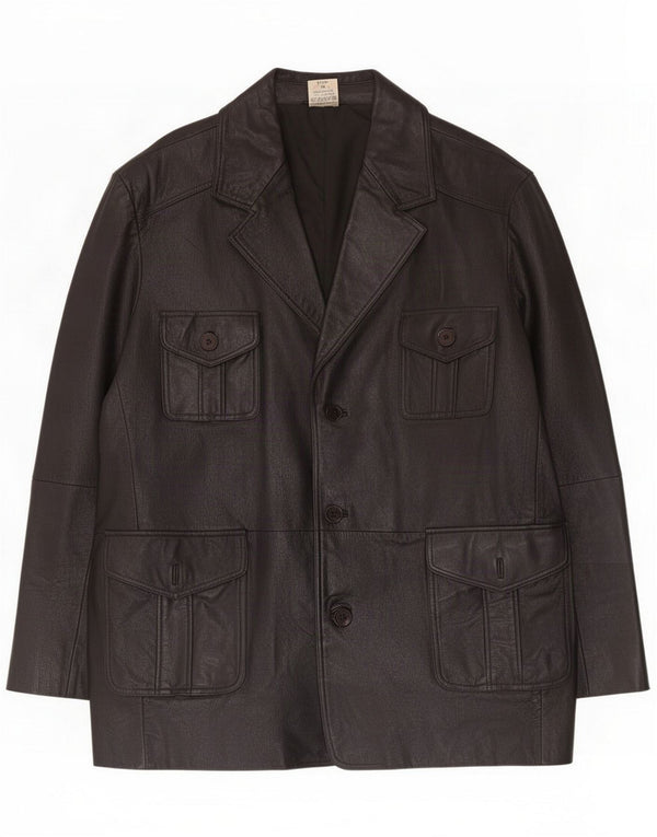 Vintage Veste en cuir pour homme UK 42 XL Noir