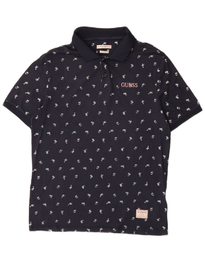 Guess Polo Regular Fit Homme Petit Coton à Pois Bleu Marine