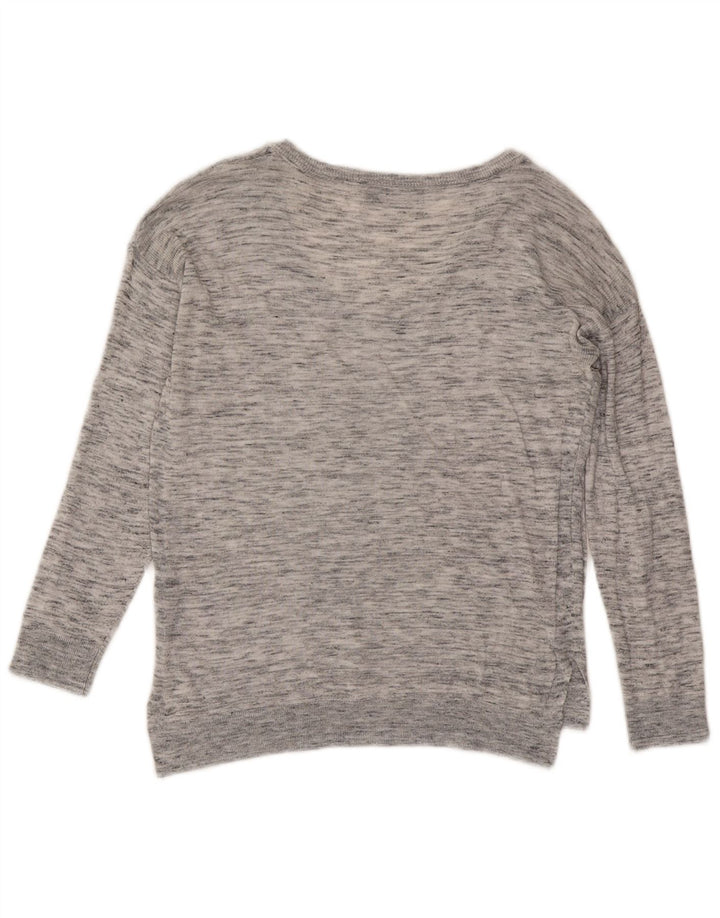 Marks & Spencer Pull col en V pour femme UK 8 Petit Gris Moucheté