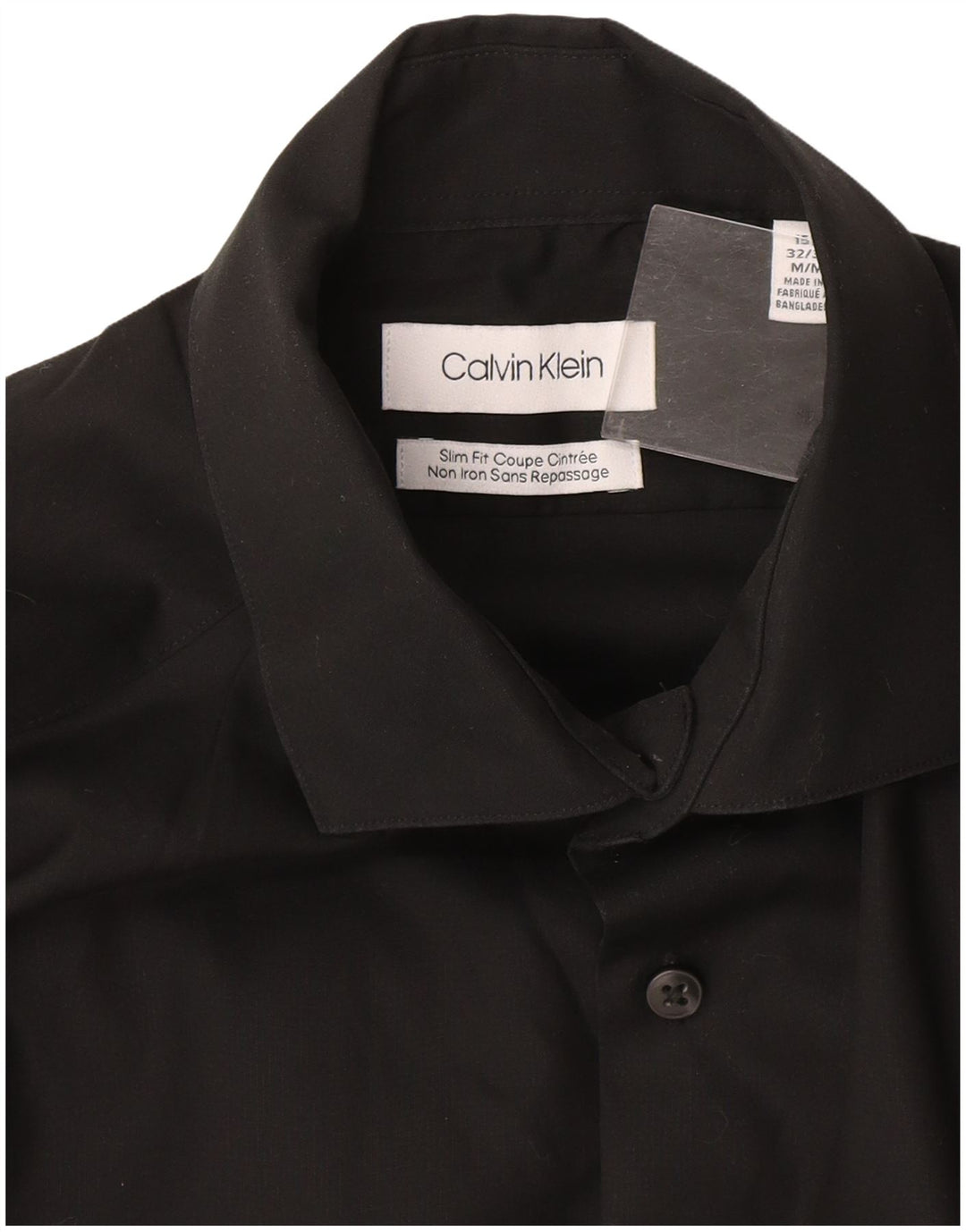 Calvin Klein Chemise slim fit pour homme Taille 15 1/2 Coton noir moyen