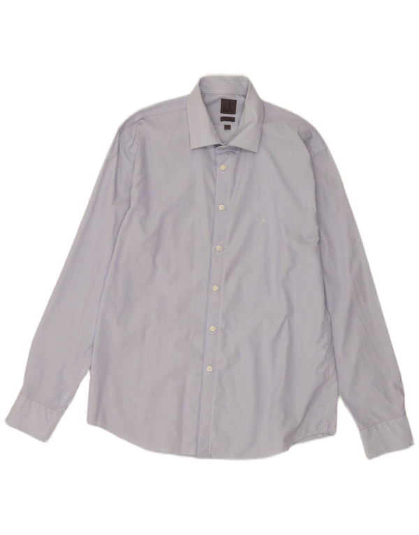 Calvin Klein Chemise slim fit pour homme Taille 42 16 1/2 Grandes rayures bleues