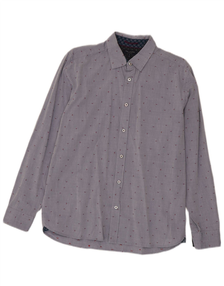 Ted Baker Chemise Homme Taille 4 Grand Coton À Pois Bleu