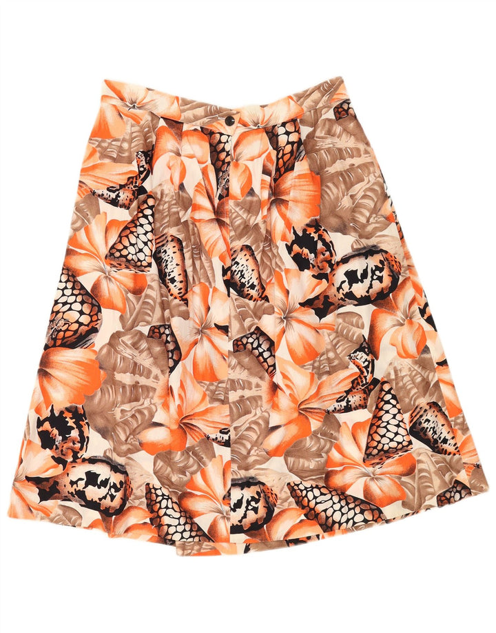 vintage Femme A-Line Jupe W30 Moyen Orange Floral