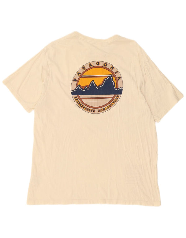 Patagonia Hommes Regular Fit Graphic T-Shirt Top Large Beige
